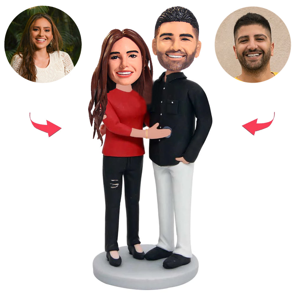 Embrace Happy Couple Custom Bobblehead