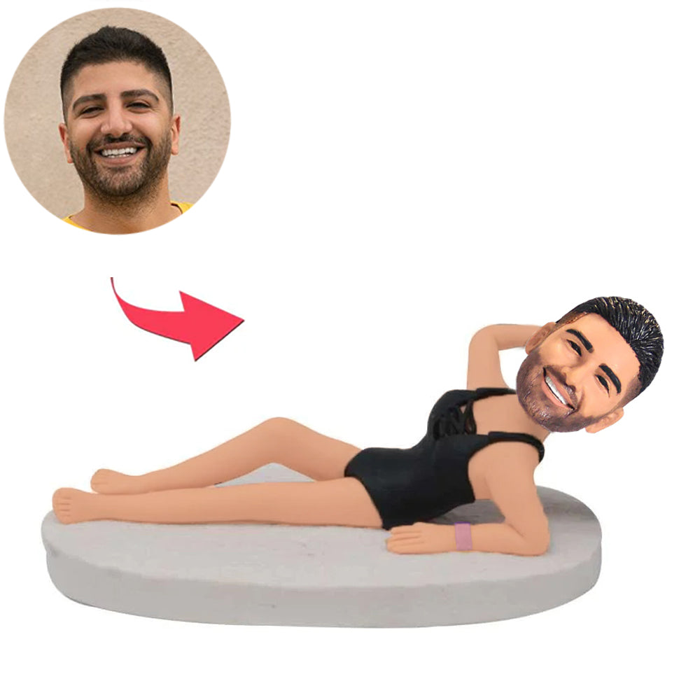 Sexy Busty Man Lying Down Wearing Skirt Custom Bobbleheads