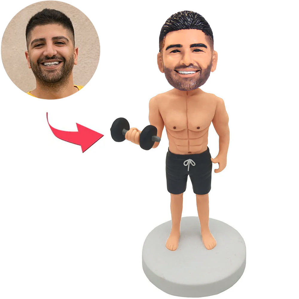 Custom Bobbleheads Man Exercising with Dumbbells