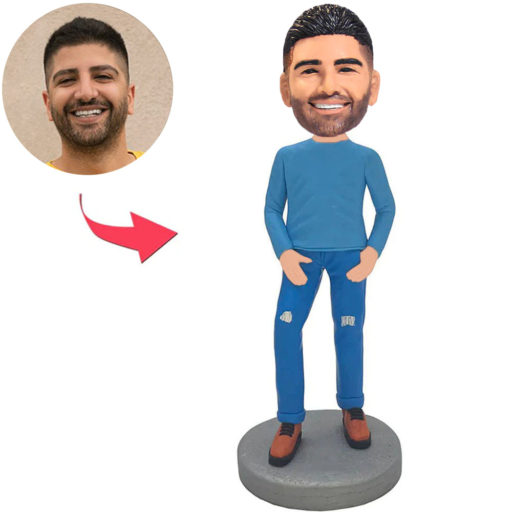 Blue Suit Modern Cool Man Custom Bobbleheads