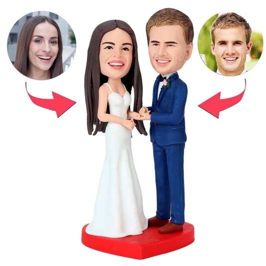Wearing Wedding Rings Couple Custom Bobbleheads