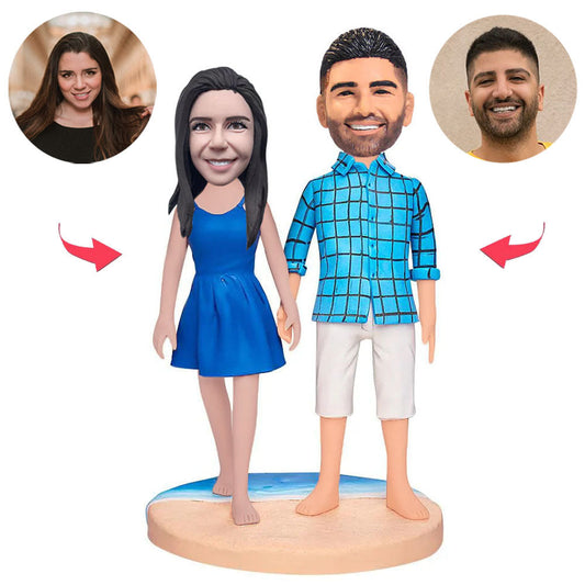 Happy Love Couple Beach Couple Custom Bobbleheads