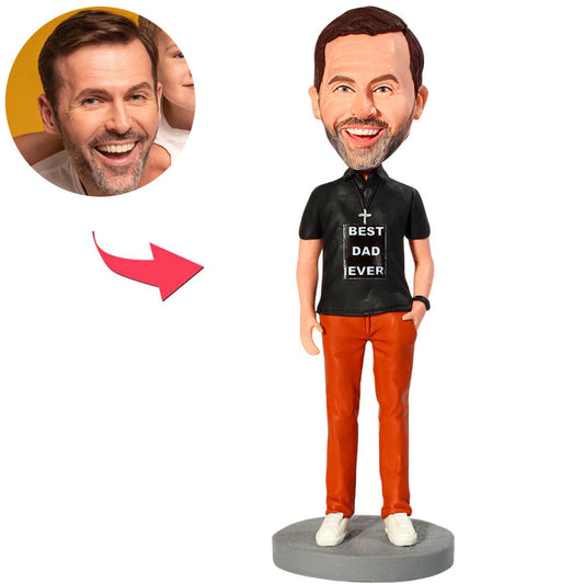 Best Dad Ever with Cross Necklace Custom Bobbleheads