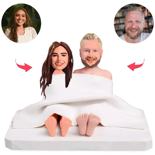 Couple Covered with Quilt Custom Bobblehead
