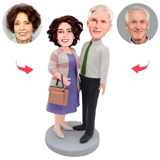Happy Old Couple Custom Bobblehead