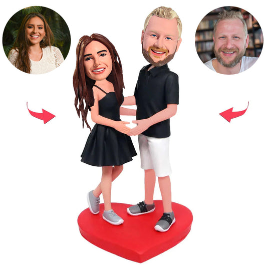 Casual Black Suit Couple Custom Bobblehead