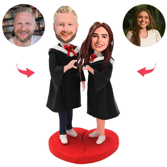 Couple Wearing Graduation Uniforms Custom Bobblehead