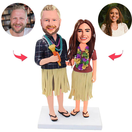 Grass Skirts Couple Custom Bobblehead