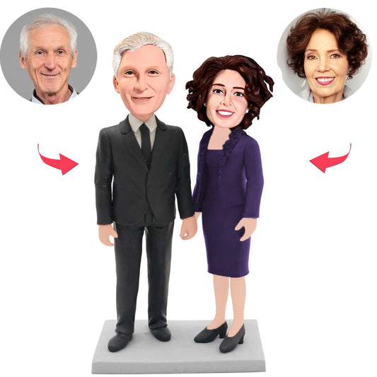 Formally Dressed Elderly Couple Custom Bobblehead