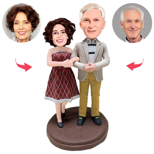 Happy Loving Couple Old Couple Custom Bobbleheads