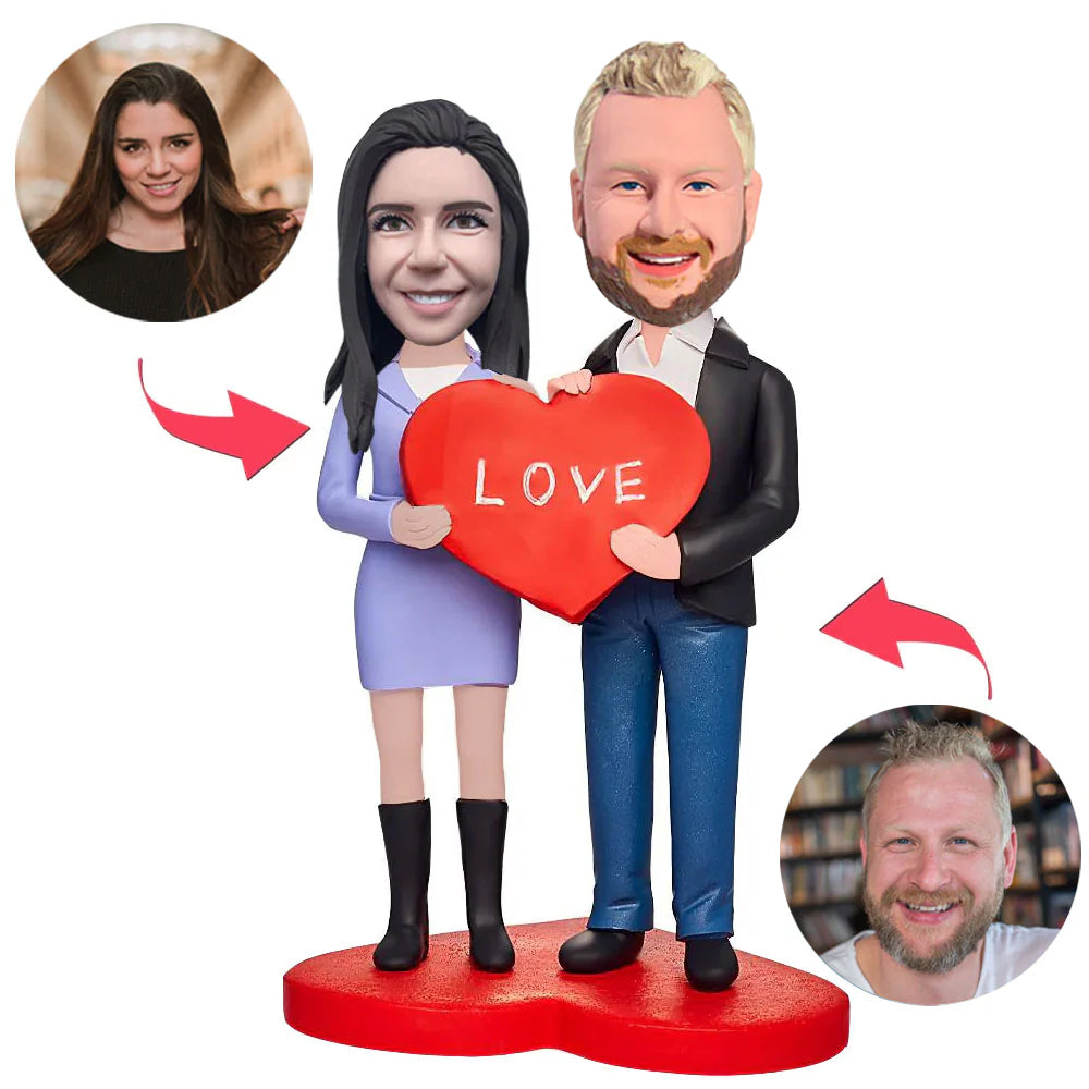 Happy Couple Love Heart Custom Bobbleheads