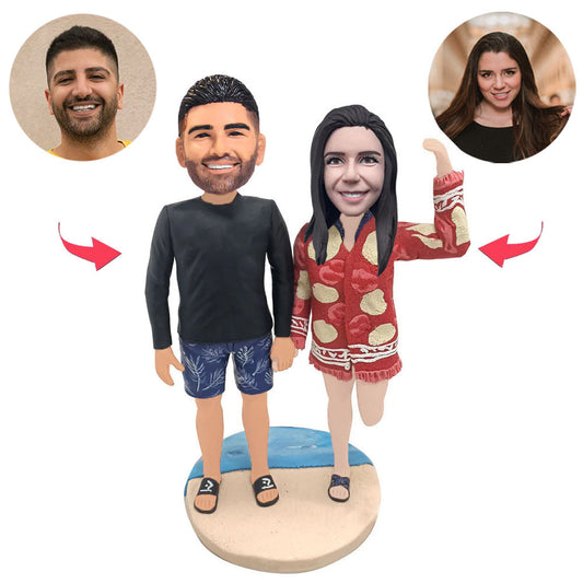 Leisure Beach Couple Custom Bobblehead