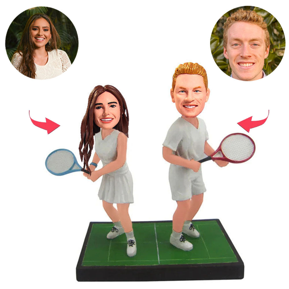 Couple Playing Tennis Custom Bobblehead