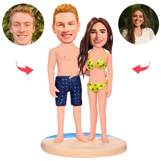 Hawaii Beach Couple Custom Bobblehead