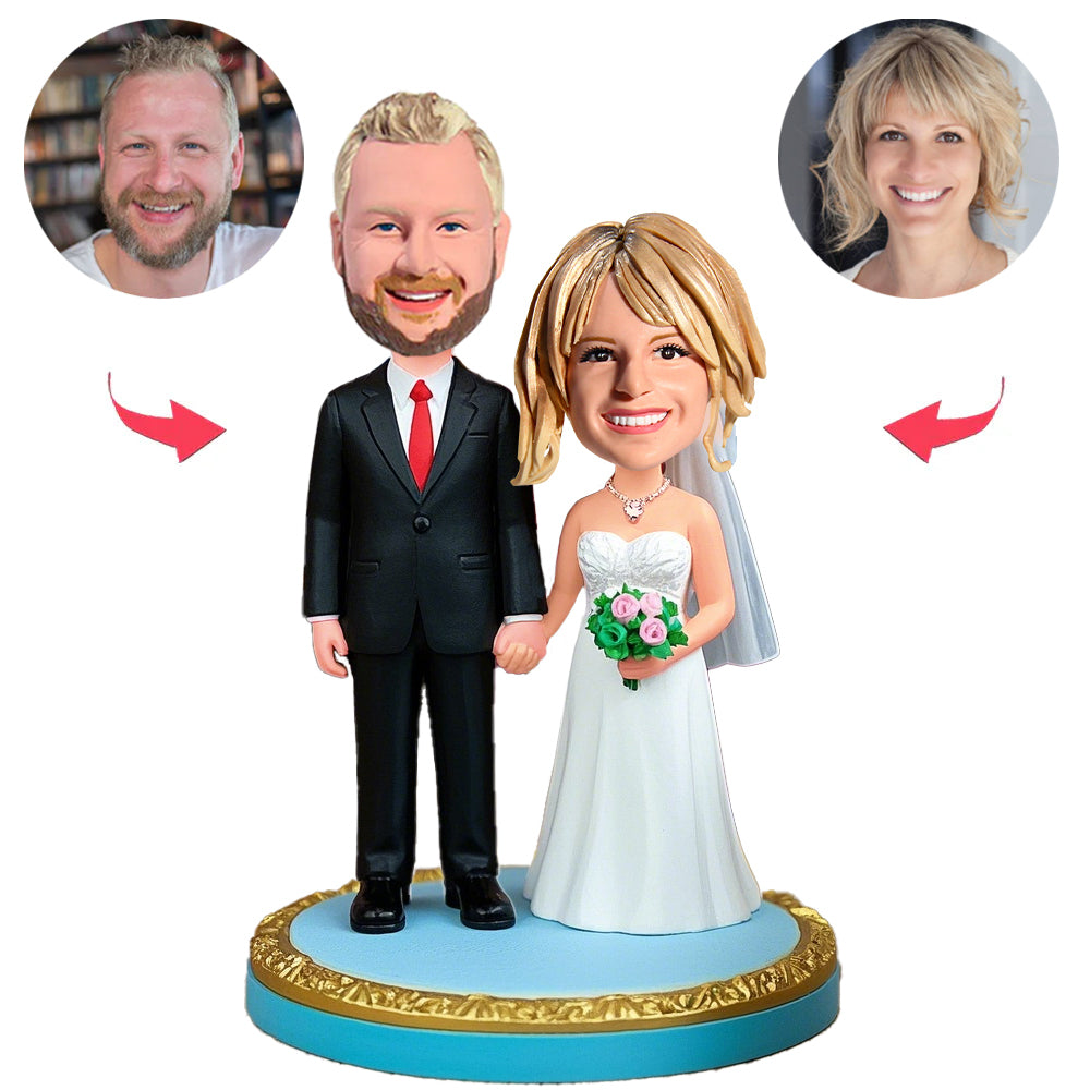 Couple Hand in Hand Wedding Custom Bobbleheads
