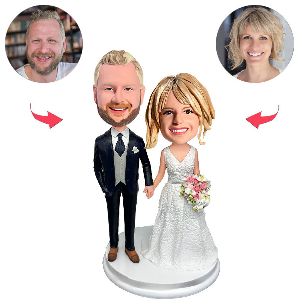 Happy Wedding Couple Custom Bobbleheads