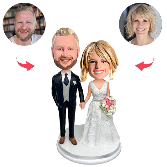 Happy Wedding Couple Custom Bobbleheads