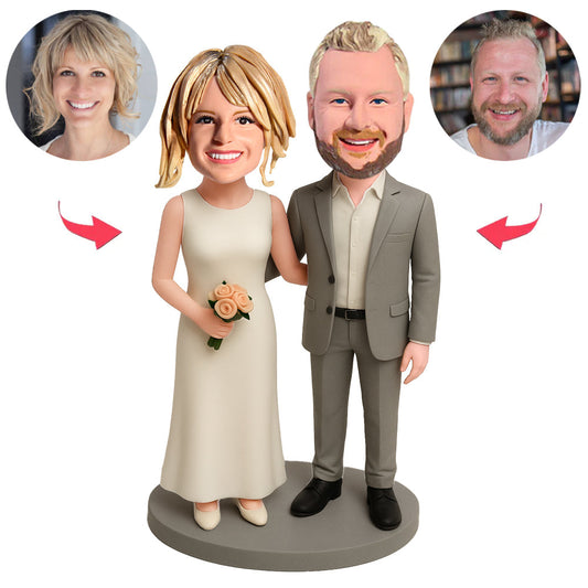 Wedding Couple with Flower Custom Bobbleheads