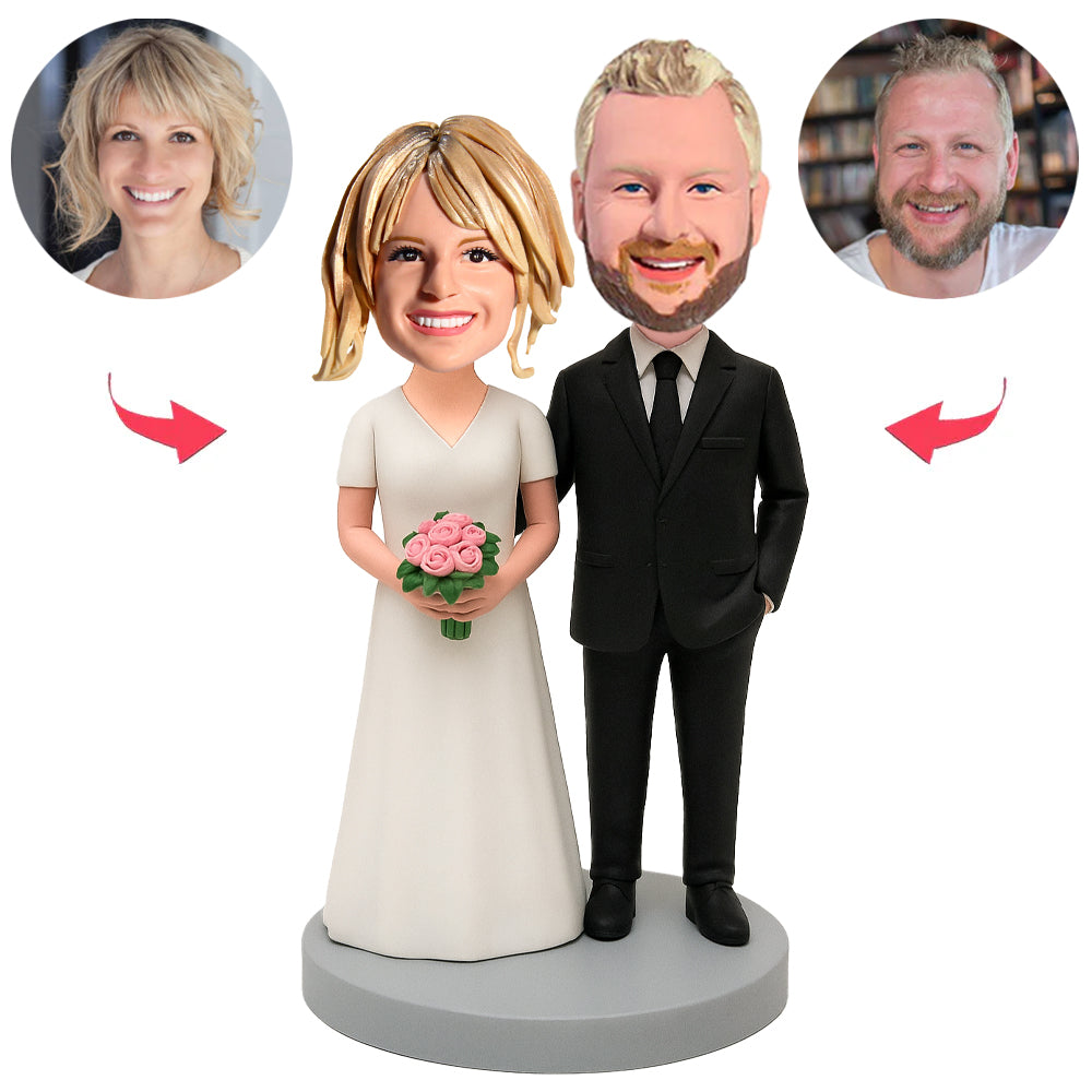 Wedding Couple in Wedding Attire Custom Bobbleheads