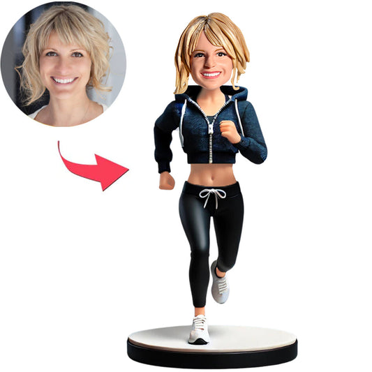 Girl in Sportswear Running Custom Bobbleheads