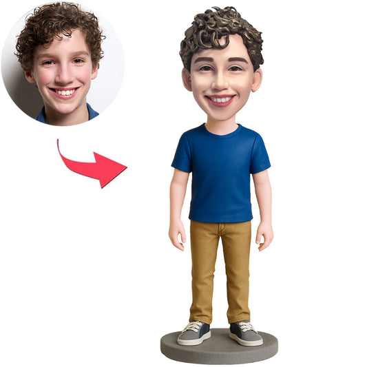 Boy in Blue Shirt Custom Bobbleheads