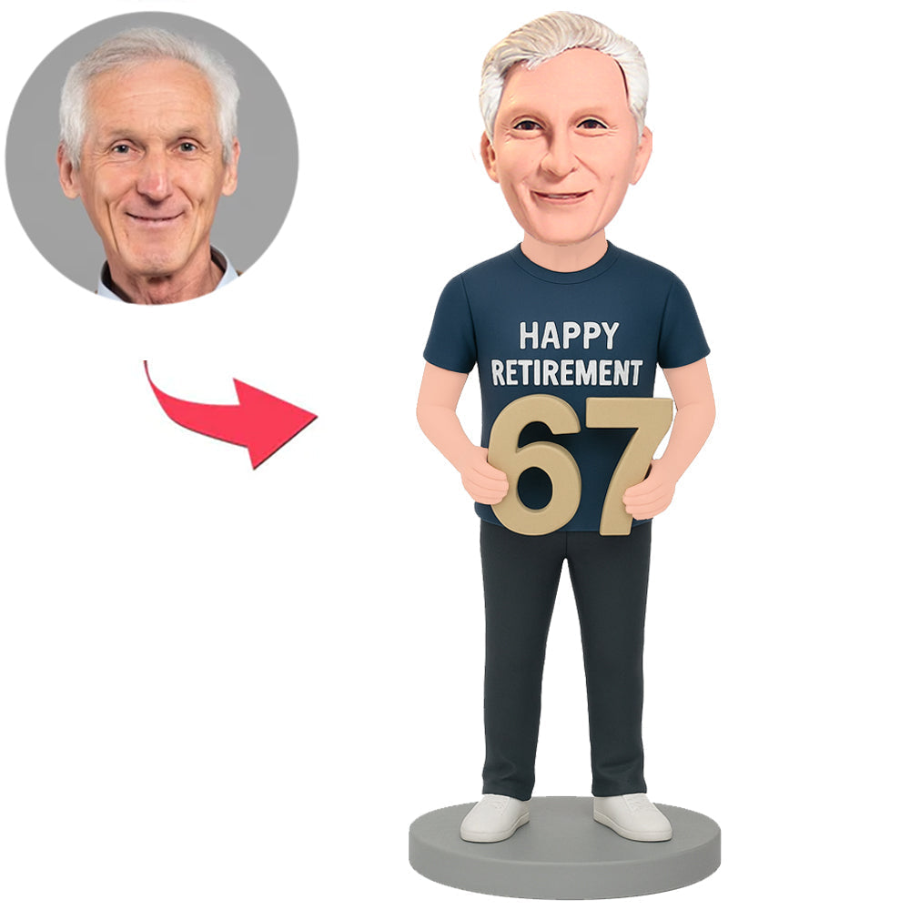 67 Years Old Happy Retired Man Custom Bobbleheads