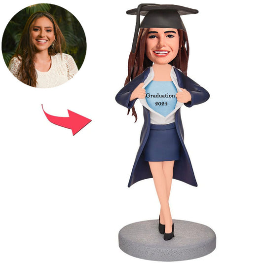 Graduation Girl Custom Bobbleheads with Graduation Hat