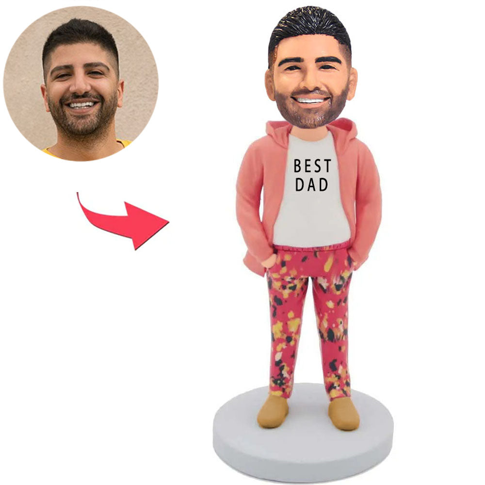 Pink Hoodie Best Dad Custom Bobbleheads