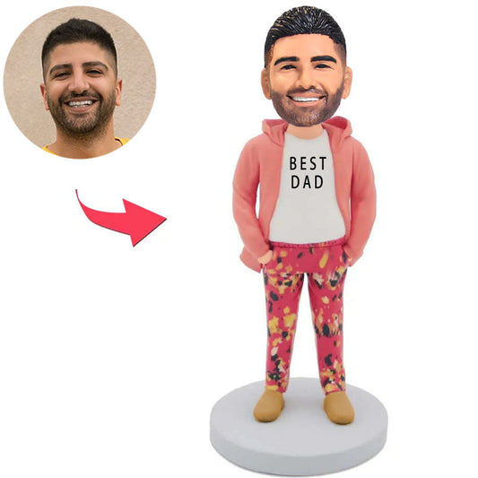 Pink Hoodie Best Dad Custom Bobbleheads