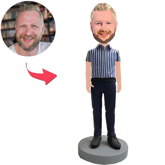 Man in Striped Shirt Custom Bobbleheads
