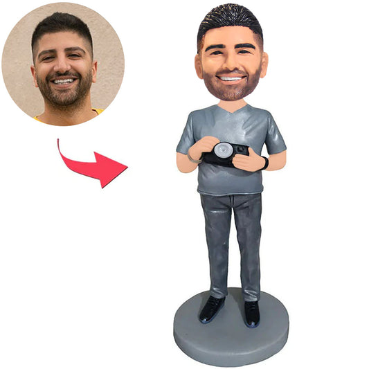 Man Holding Camera Custom Bobbleheads