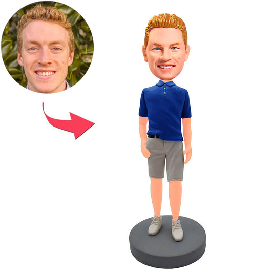 Custom Bobbleheads Blue Shirt Man