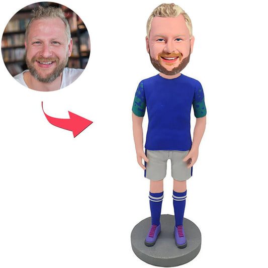 Custom Bobbleheads Blue Shirt Modern Man