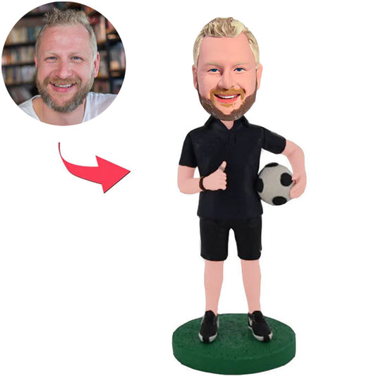 Black Shirt Soccer Player Custom Bobbleheads