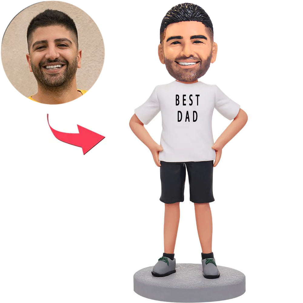 Custom White T-shirt Dad Bobbleheads